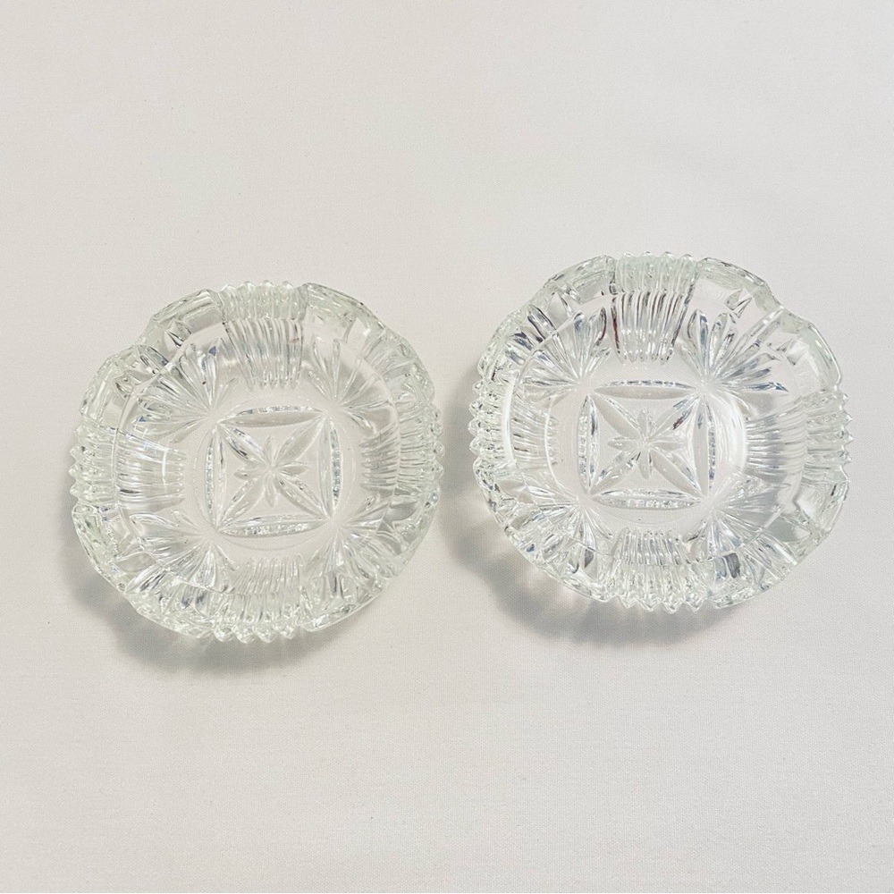 Federal Glass Georgetown Ashtrays Pressed Glass Vintage Set Of 2 - Picture 1 of 4